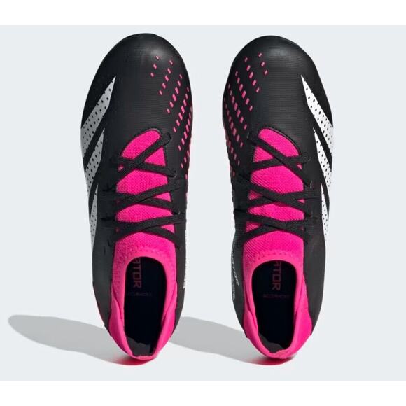 Adidas Predator Accuracy.3 FG J Soccer Cleats Blk/Wht/Pnk Size 4.5 - Picture 5 of 9